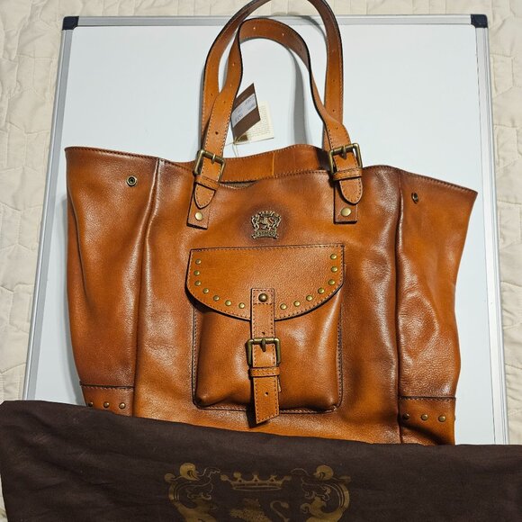 Pratesi Firenze Handbags - Pratesi Firenze Large Leather Bag with Dust Cover